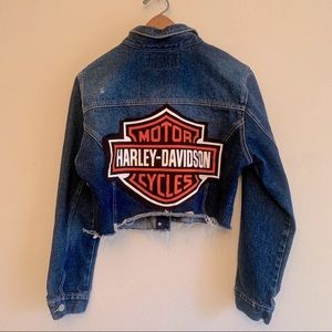 Harley Davidson cropped denim jacket